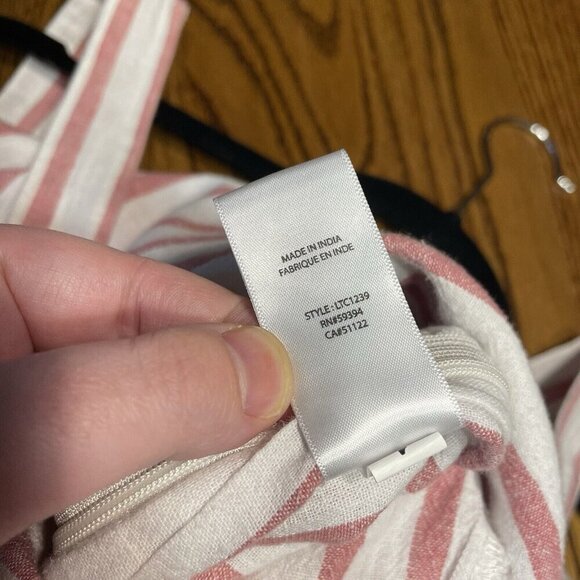 beachlunchlounge Women XS Red White Stripe Linen Cotton Wide Leg Talia Jumpsuit - Picture 13 of 13